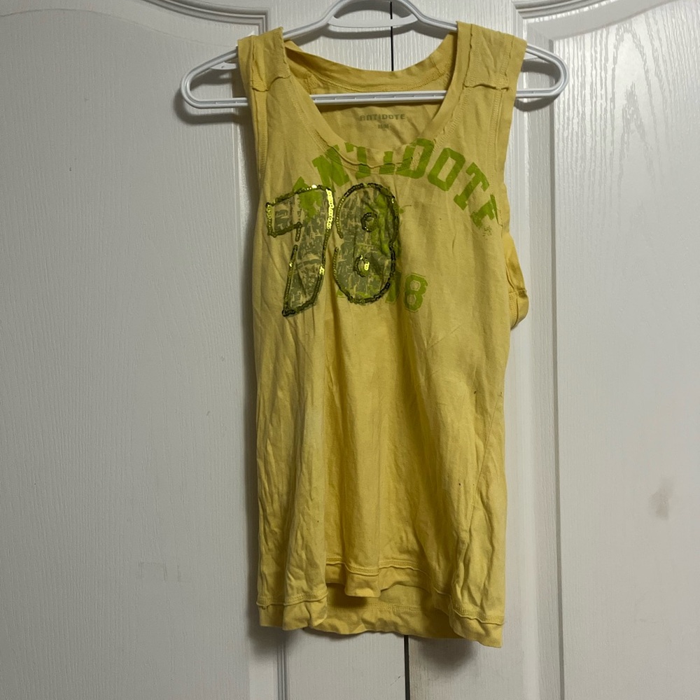 Y2K Sequined Graphic Tank Top (Yellow)